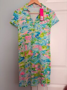 NWT LILLY PULITZER RARE HONDA CLASSIC Print Polo Dress  XXS